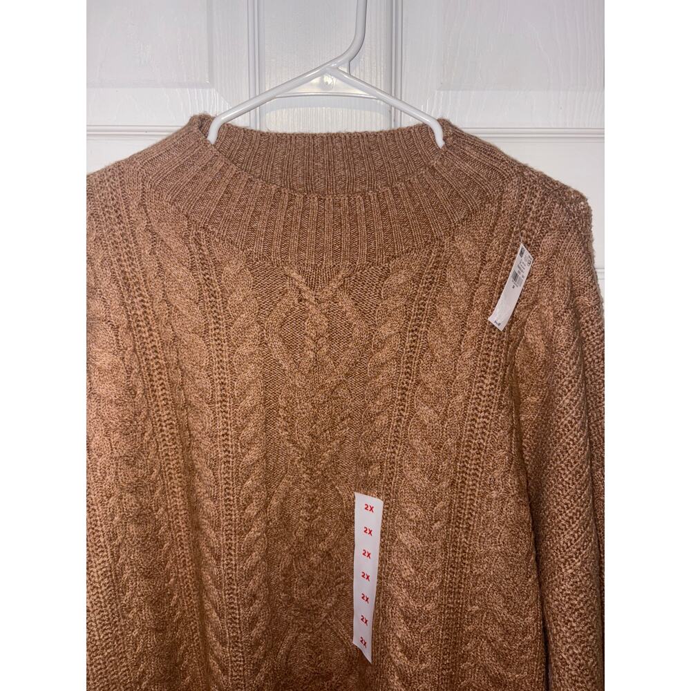 NWT old navy beige cable knit mock neck plus size sweater 2x - Picture 2 of 7